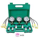 Upgraded Version Hydraulic Pressure Gauge Kit - SINOCMP Excavator Hydraulic Kit Stainless Steel Pressure Gauge Test Gauge Kit for Excavators, 2 Years Warranty