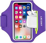 Running Armband with Earphone Bag Cell Phone Armband for iPhone 16 15 Pro 14 Plus 13 11 XR XS, Galaxy S24/S10 Water Resistant Sports Phone Holder Case & Zipper Slot Car Key Holder for 6.7 inch Phone