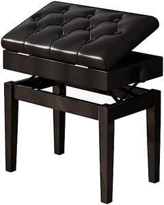 AHWOiHS Taburete para Piano Banco para Piano Ajustable en Altura Banco para Piano Negro Mate 54,5 x 33 CM Altura Regulable de 48 a 58 cm