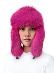 Lina & Lily Women's Winter Trapper Hat Long Pile Faux Fur Fluffy (Dark Pink)