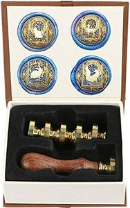 Juego de sellos de cera, ANBOSE Juego de sellos de cera de animales estrellados con 4 cabezas de latón extraíbles y 1 mango de madera, sello de cera de sellado de conejo, gato y gato retro vintage