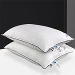 bien LIVING, Premium Luxury Hypoallergenic Firm Stripe Pillow, 300TC of 100% Cotton fabric with Sanitized Finish for Side Sleeper, White, (17”x27”), Set of 2