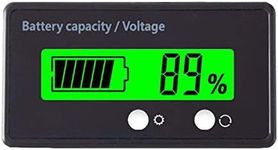 12V 24V 36V 48V Battery Capacity Indicator Golf Cart Voltage Meter with LCD Display Green Backlight, Waterproof Monitor Gauge Digital Voltmeter Testers for 3S-26S Lithium Battery&Lead-Acid Batteries