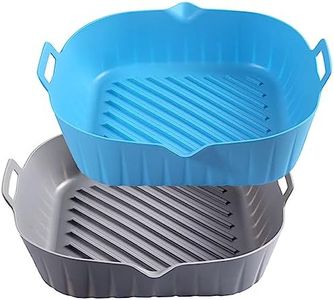 Air Fryer Liners Silicone Baking Tray, 2 Pcs Reusable Air Fryer Silicone Liners Square, Food Safe Air Fryers Oven Accessories, Replacement Parchment Paper Liners, Cooking Guide Cheat Sheet