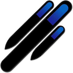 Mont Bleu Crystal Nail File Set – 3 Rainbow Glass Files in Pouch, Handmade
