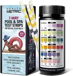 Health Metric 7-Way Pool and Spa Test Strips | 100 ct | Swimming Pool Testing Strip Kit for Chlorine Bromine Alkalinity pH Hardness & Cyanuric Acid | Chemical Tester Strips for Water Maintenance