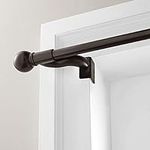 Maytex Twist and Shout Easy Install Tension Window Curtain Rod, No Tools Needed, 48" - 84", with Decorative Round Ball Finials, Oil Rubbed Bronze