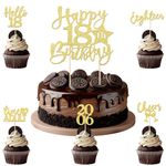 11pcs Happy 18th Birthday Cake Toppers Gold Glitter Paper Eighteen Cheers Time to Adult 2006 Cupcake Toppers with Pick Stick Birthday Cake Decorations Anniversary Party Supplies