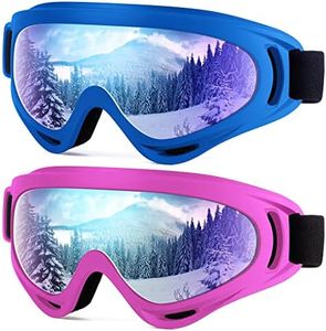 Dizywiee 2-Pack Kids Ski Goggles, Snowboard Goggles for Adult Youth Teens Boys & Girls, Winter Snow Sports Goggles