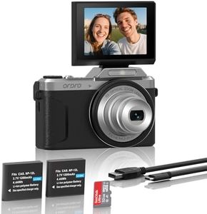 64MP Digital Cameras for Photography, 4K Compact Camera, 6X Optical Zoom Autofocus & Anti-Shake, 180° Flip Screen, Built-in Flash, WiFi, Selfies with 2 Batteries, 32G Card