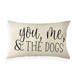 Ogiselestyle Farmhouse Pillow Covers with You Me and The Dogs Quote 12 x 20 Inch Lumbar Pillow Covers Home Decorative Cotton Linen Cushion Case for Sofa Couch Dog Lover Gifts Family Room Décor