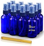 CULINAIRE 2oz Glass Spray Bottles for Essential Oils with Gold Pen Marker, Small Fine Mist Spray Bottle, Refillable, for Hair Spray, Essential Oils, Colognes, and Hand Sanitizers, Blue, Pack of 12