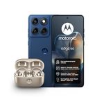 Motorola edge 60, Pantone Gibraltar Sea, Moto AI Smartphone, 50MP Quad Camera System, Includes Protective Cover and Moto buds loop w/crystals by Swarovski