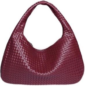 Bolso Hobo grande de cuero tejido para mujer, bolso de hombro con asa superior, bolso de mano tejido, bolso suave para axilas, F, 47CM / 18.5 in Large Capacity handbag