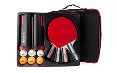 BOOMA Ping Pong Paddle Set | Premium Table Tennis Rackets | 3-Star Ping Pong Balls | Retractable Net | Storage Case | Tennis Table | ITTF Approved Rubber for Tournament Play (4-Player Premium Set)