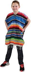 GiftExpress Mexican Poncho for Kids, Mexican Traditional Serape Poncho for Cinco de Mayo, Mexican Fiesta Theme Party Costume, Kids Mexican Serape Costume, Halloween Costume