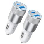 Car Charger 48W Fast Car Adapter 2Pack Cigarette Lighter Charger Dual Port Car Charger [USB C 30W+USB A 18W] All Metal Car Socket for iPhone15 14 13 12 11 Plus/Pro/Pro Max/mini/Galaxy/Samsung/Huawei