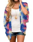 Heynino Women 3/4 Sleeve Open Front Sheer Loose Casual Kimono Cardigans Blouse Tops Tie Dye 3XL