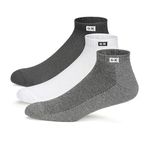 Supersox Cotton Men's 3 Pairs Sports Ankle Length Socks - Half Terry Cushioned, Anti Odour & Anti Bacterial For Sneaker & Running Workout - Free Size, Pack Of 3 (Multicolored)