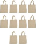 DISCOUNT PROMOS Cotton Canvas Tote Bags Set of 10, Bulk Pack - Reusable, Great for Shopping, Grocery, Beach, Picnic, Wedding Favors - Natural