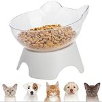 Cat Dog Bowls with Raised Stand, MH MOIHSING Wide Mouth Non-Slip Pet Food Water Feeder Bowls- 15degreeTilted Elevated Pet Bowl Clear Cat Feeding Dish Stress-Free Suitable for Cats & Small Dogs, 1 Pack