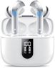 Ear Buds Wireless Earbuds, 50Hrs Playtime Bluetooth Earphones, Bluetooth Headphones 5.3, In Ear with 4 ENC Call Noise Cancelling Mics, Bass Boost 85%, Mini Earbuds IPX7 Waterproof, USB-C(White)