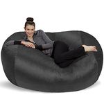 Sofa Sack Bean Bag Lounger - Plush Bean Bag Sofas with Super Soft Microsuede Cover - XL Memory Foam Stuffed Lounger Chairs for Kids, Adults, Couples - Jumbo Bean Bag Chair Furniture 6 Feet - Charcoal