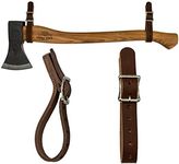 1844 Helko Werk Germany Leather Axe Hangers - Wall Hanging Leather Straps with Adjustable Buckle for Axes, Hatchets, Tools, for Heavy Duty wall displays - Made in USA (Axe Hangers Brown) #8878A