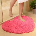 vctops Heart Shaped Chenille Bath Rugs Extra Soft and Absorbent Shaggy Rugs Non-Slip Washable Plush Carpet for Tub Bathroom Shower Mat Rose 24"x28"