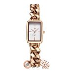 Fastrack Stainless Steel Vyb Prodigy Quartz Analog White Dial Rose Gold Chain Strap Watch for Women-Fv60048Wm01W, Band Color:Gold