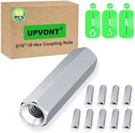 UPVONT Hex Coupling Nuts, Rod Coupling Nuts 5/16"-18 UNC, 1-3/4" Length (10 PCS), Ideal for Threaded Rods & Studs, 1.75-Inch Length with Zinc Plating (10 PCS)