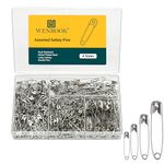 Wenrook Premium 4-Size Pack Of 150 Safety Pins - Nickel Plated Steel, Rust Resistant Assorted Safety Pins, Perfect For Crafts, Sewing, Pinning And More