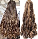 Viovian 16 Inch French Curly Braiding Hair 6 Packs Pre Stretched French Curl Braiding Hair Bouncy Loose Wavy Braiding Hair Curly Ends Spanish Curly Braiding Hair Extensions for Women (16 inch, 27/33#)