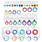 3 Pcs Epoxy Resin Ring Mold, SENHAI Silicone Ring Molds Diamond Jewelry Mold with Round and Rhombic Face Different Sizes Ring Jewelry Resin Casting Mold for Pendants and Crafts Making Christmas Gifts