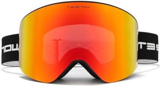 T3 Snow Ski Snowboard Goggles, Universal Fit, Magnetic Interchangeable Lens (Red)