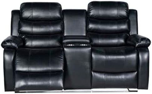 Generic Modern Contemporary 2R Seater Recliner Feature Console LED Light Ultra Cushioned Black
