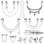 Drperfect 15pcs Chain Finger Rings Adjustable Gothic Rings Set Egirl Eboy Rings Emo Punk Rings Women Aesthetic Goth Rings with Chains Stackable Statement Ring2