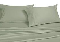 Sheetsnthings 100% Cotton Bed Sheet Set - 600TC, California King Solid Sage - Soft, Deep Pocket, 4PC Sheets