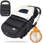 Orzbow Winter Baby Car Seat Cover,Universal Baby Car Seat Blanket w/Adjustable Collar,Waterproof Baby Car Seat Footmuff w/Zip,Warm Coral Fleece,Detachable and Machine Washable (Black)