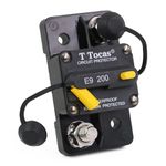 T Tocas 200 Amp Circuit Breaker Manual Reset with Switch Button for Boat Marine RV Yacht Battery Truck Solar, 12V - 48V DC, Waterproof 200A