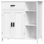 WEENFON Storage Cabinet with Doors and Shelves, Floor Storage Cabinet with Drawer, Accent Cabinet for Living Room, Kitchen, Black，CWFSNG04W