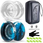 WATIEOBOO yoyo 2-Piece Set - P02 Crystal yo-yo and M18 Black Blue Silver Camouflage Yo-yo, Suitable for Beginners and Professional Yoyo Stunt Players, Adult Yo-Yo and Beginner Kids Yo-Yo