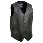 Event Leather EL1310GO Classic Snap Button Black Motorcycle Leather Vest for Men - Riding Club Adult Motorcycle Vests - 5X-Large