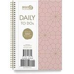 to Do List Daily Task Checklist Planner Time Management Notebook by Bright Day Non Dated Flex Cover Spiral Organizer 8.25 x 6.25 (Rose Gold)