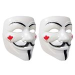 Canadian Anonymous Guy Masks, Vendetta Hacker Mask, Canada Guy Fawkes Game Halloween Masks - White