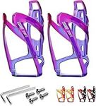 Souke Sports Bike Water Bottle Cage,2 Pack Lightweight and Sturdy Bicycle Bottle Holder for Road and Mountain Bikes,Purple