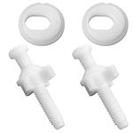 2 Pack White Plastic Bolts and Nuts with Washers Universal Toilet Seat Screws Plastic Bolt of Toilet Seat Toilet Seat Hinge Bolt Replacement for Fixing The Top Mount Toilet Seat