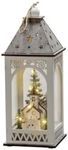 Konstsmide 3271-210 LED Wooden Lantern with Church, White, 6 Hour Timer, 8 Warm White Diodes, Battery-Operated, Indoor