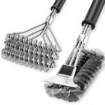 2 Pack BBQ Grill Brush, 18 inch BBQ Accessories, BBQ Cleaning Brush Safe Bristle Free BBQ Brush,100% Rust-Proof Stainless Steel- BBQ Grill Cleaner for Gas, Charcoal, Smoker, Porcelain, Infrared Grill