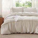 Bedsure Grid Tufted Duvet Cover Queen - Shabby Chic Duvet Cover Set, 3-Piece Queen Size Boho Bedding Set for All Seasons, 1 All-Season Duvet Cover & 2 Pillowcases(Light Beige, Queen, 90"x90")